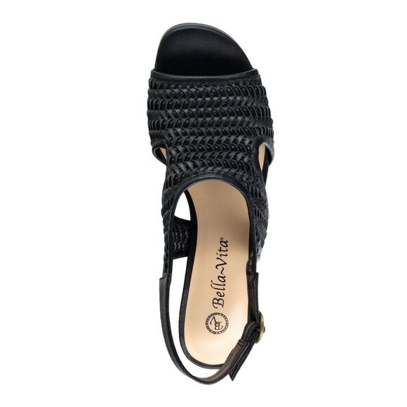 BELLA VITA Womens Black Woven Justine Ii Round Toe Buckle Slingback Sandal 6 M - Picture 3 of 4